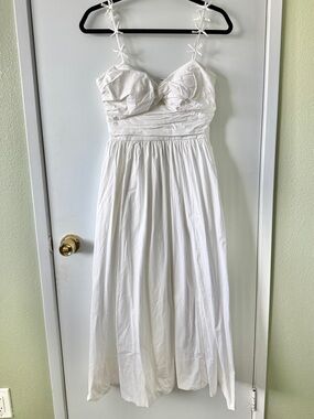 Seni & Cade White Midi Dress with Twisted Top and Cut-out, Size medium Juniors